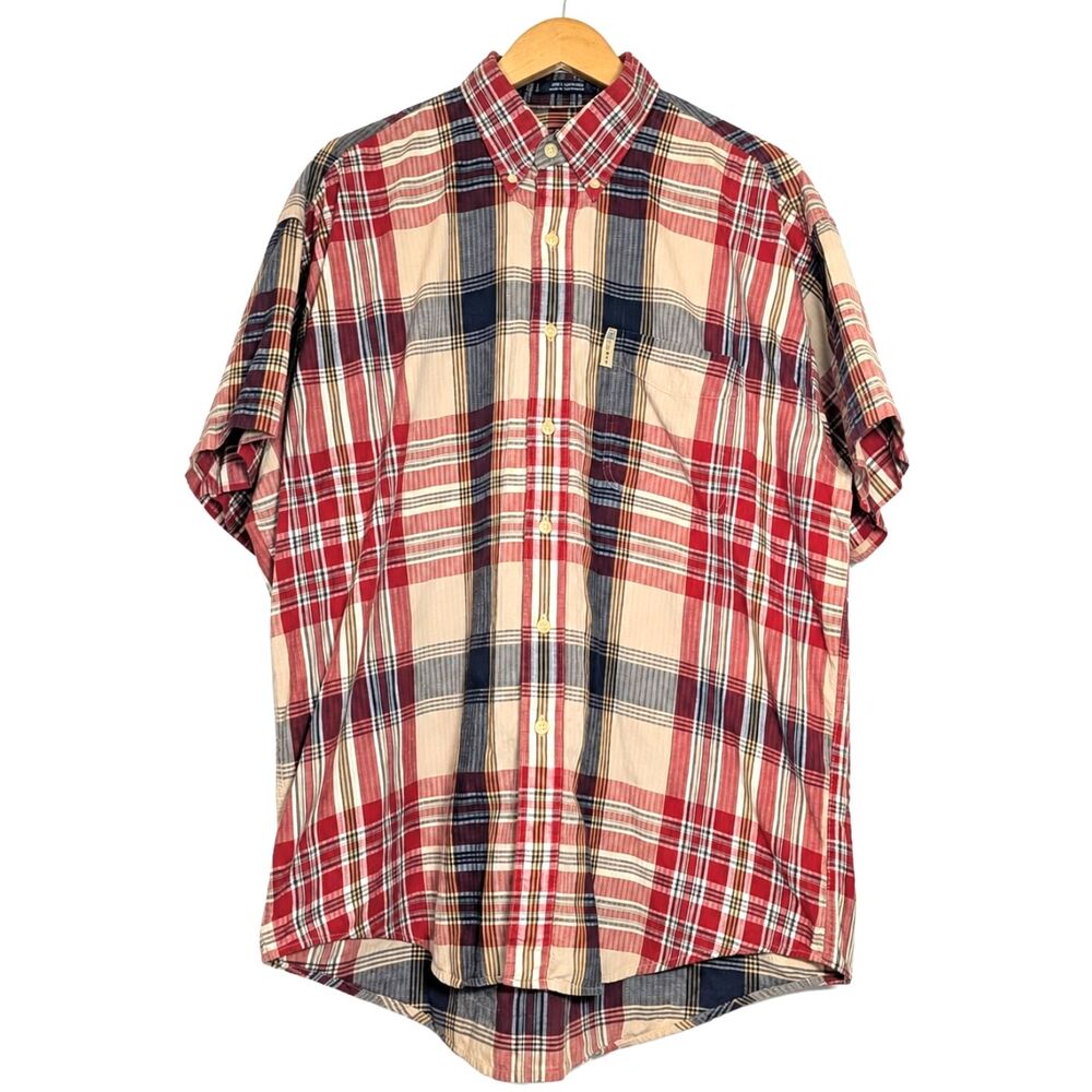 Vintage CHAPS Ralph Lauren Plaid Short Sleeve Button-Down Shirt Men's L